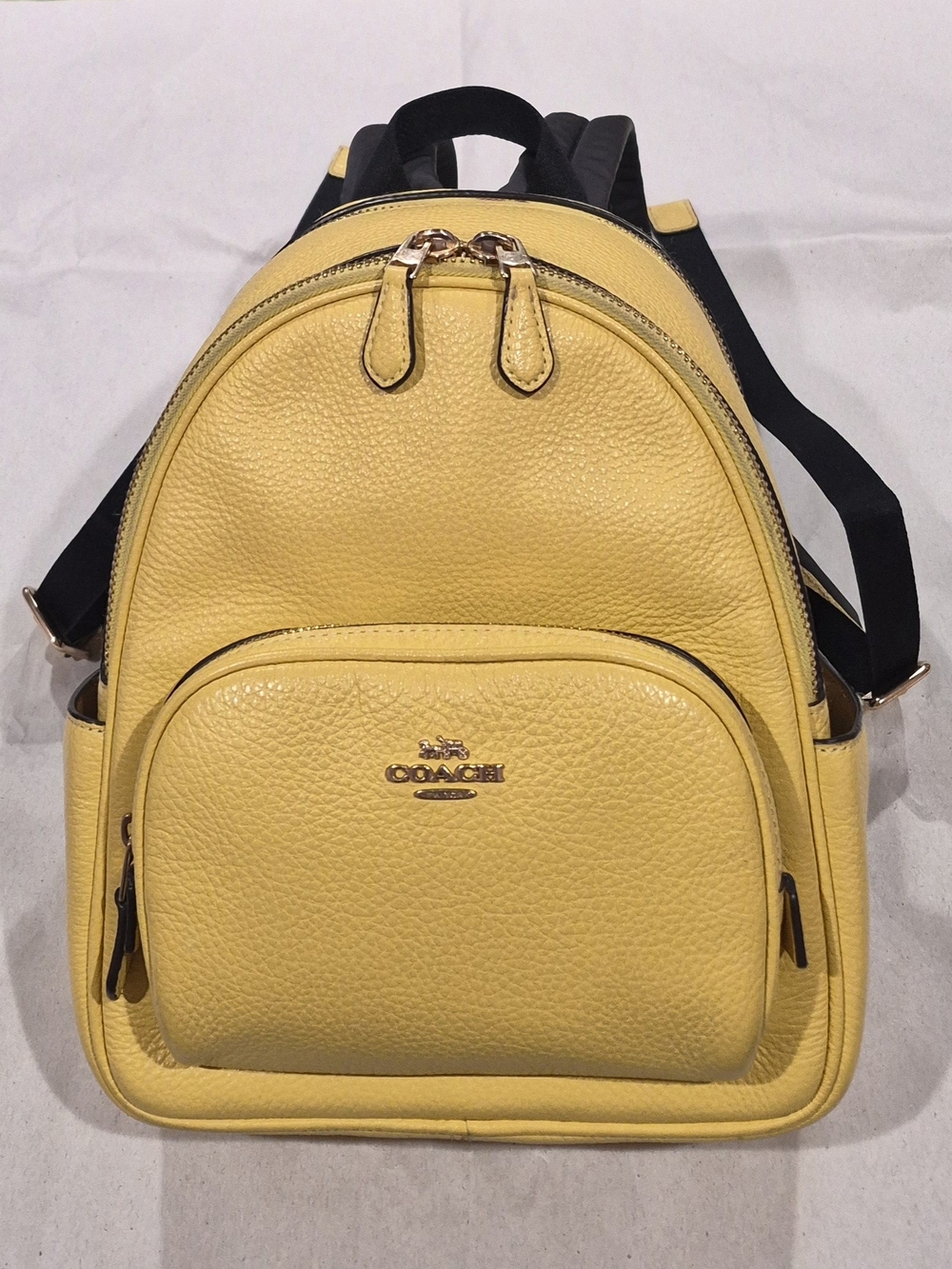 Coach Yellow Pebbled Leather Mini Backpack (9"H x8"W x 3.5"D)